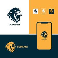 Lion head logo design for company vector