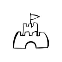 A drawing of a castle with a flag on top vector