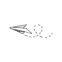 A black and white drawing of a paper airplane vector