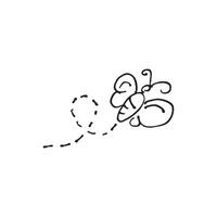A drawing of a butterfly with a bee vector