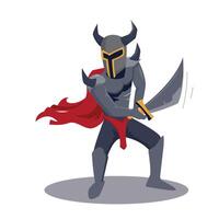 A cartoon character in armor holding a sword vector