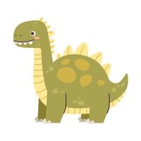 Cute green dinosaur on white background. Drawing dinosaur for children. character vector