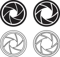 Camera lens diaphragm collection.Aperture icon set. vector