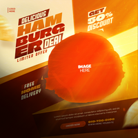 A hamburger is shown on a website psd