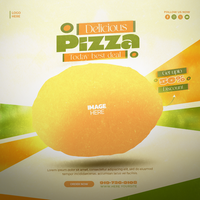 A pizza design with a lemon on it psd