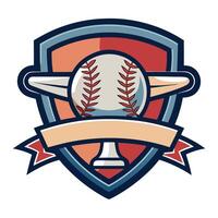 Baseball Crest Flat Icon on Blue Background vector