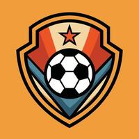 soccer ball in a shield with stars on it vector
