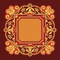 Abstract Blue and Gold Ornamental Background with Red Lines vector