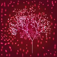 Magic tree with lights. Neon light digital tree. vector