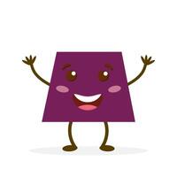 Cartoon trapezoid with legs and arms. Cute Geometric figures learning. Nice visual educational material. vector