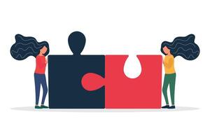 Finding solution, problem solving. Teamwork and partnership. Working team collaboration, enterprise cooperation, colleagues mutual assistance concept. isolated concept creative illustration. vector
