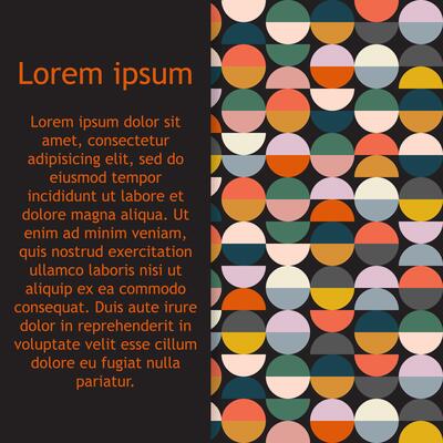 Modern abstract seamless geometric pattern with semicircles and circles in retro scandinavian style. Bright colorful geometry seamless pattern.