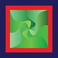 a red and green abstract design with a red frame vector