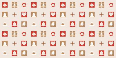 Modern geometric Christmas and New Year seamless pattern. Xmas elegant ornament, gentle color. Gift, Christmas tree, wreath, holly. Abstract geometrical design for wrapping paper, cover, print vector