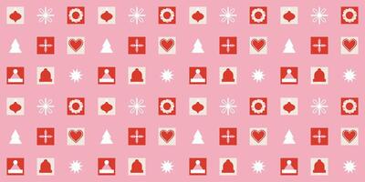 Modern geometric Christmas and New Year seamless pattern. Xmas elegant ornament, gentle color. Gift, gingerbread, wreath, holly. Abstract geometrical design for wrapping paper, cover, print vector