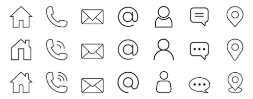 Contact icons. Web set icon symbol. Business Card with Symbols of Social Communication. vector