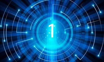 Abstract technology Hitech communication concept of electronic in digital, polygon Number 1 lighting design. vector