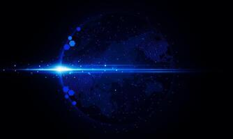 Abstract Light out technology background Hitech communication concept innovation send for planet earth with sunrise and technology network. illustration vector