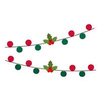 Christmas Garlands and Banners with Candy Canes, Bells, and Festive Patterns. New Year party lights and flags. vector