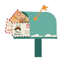 Christmas Envelope and Mailbox Illustrations. Happy New Year Holiday card. vector