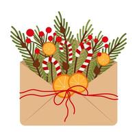 Christmas Envelope and Mailbox Illustrations. Happy New Year Holiday card. vector