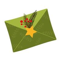 Christmas-Themed Envelope Illustrations. Flat Happy New Year Holiday card. vector