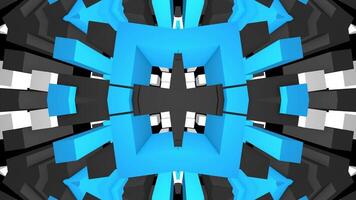 A blue and black abstract design with a circular shape video