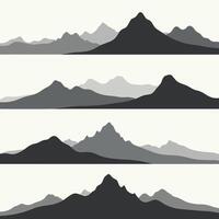 Layered silhouettes of mountains in shades of gray create a serene and minimalist landscape illustration. vector