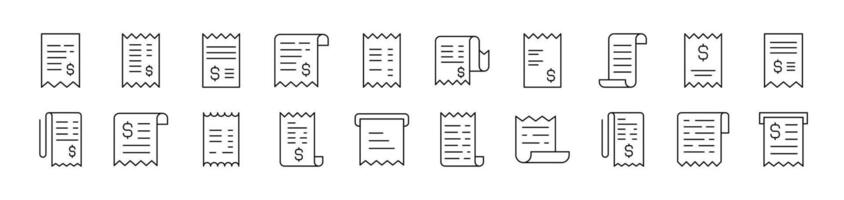 Simple Linear Icon of Store Receipt. Editable Stroke. Minimalistic Linear Pictogram for Design of Cards, Apps, Banners, Posts vector