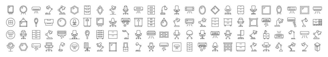 Office Furniture Simple Icon Collection. Editable Stroke. Perfect for Infographics, Articles, Books, Flyers, Banners vector