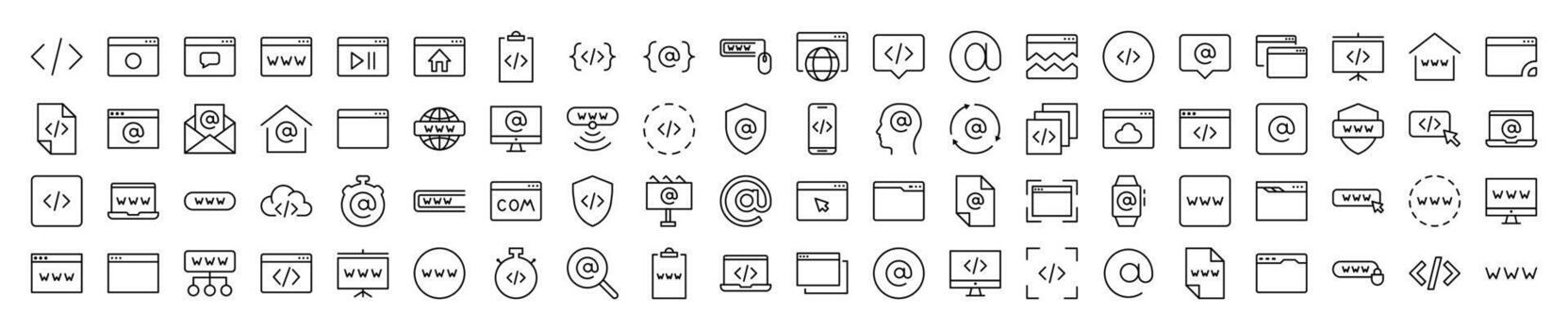 web página, diseño, programación relacionado imagen recopilación. editable ataque. Perfecto para infografía, artículos, libros, volantes, pancartas vector