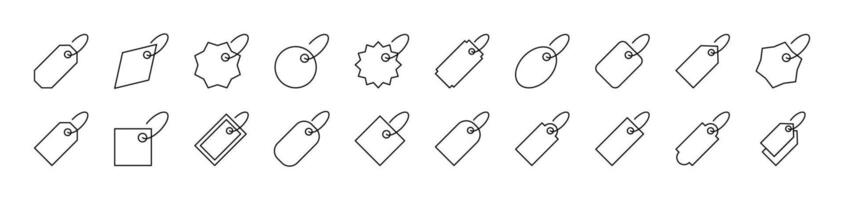 Label Outline Web Line Icons Collection. Editable Stroke. Minimalistic Linear Pictogram for Design of Cards, Apps, Banners, Posts vector