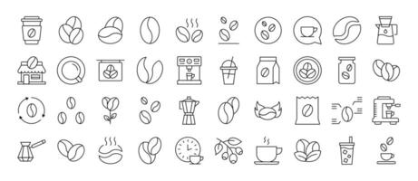 Coffee Line Icon Collection. Editable Stroke. Minimalistic Linear Pictogram for Design of Cards, Apps, Banners, Posts vector