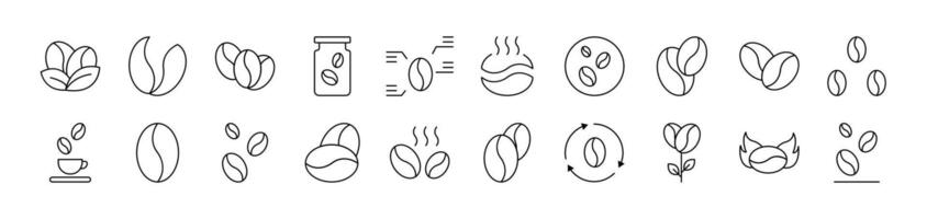 Collection of Line Icons of Coffee Grain. Editable Stroke. Minimalistic Linear Pictogram for Design of Cards, Apps, Banners, Posts vector
