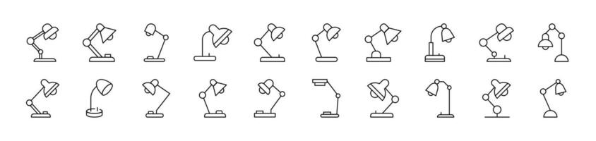 Table Lamp Related Icon Set. Editable Stroke. Suitable for Web Sites, Books, Cards, Apps vector