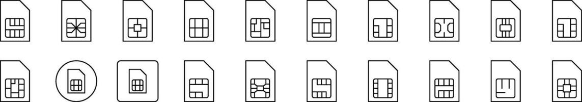 Chip Line Icon Bundle. Editable Stroke. Minimalistic Linear Pictogram for Design of Cards, Apps, Banners, Posts vector