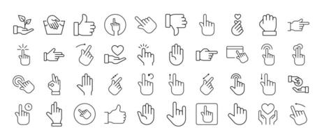 Gesture, Hand, Cursor Line Icon Pack. Editable Stroke. Minimalistic Linear Pictogram for Design of Cards, Apps, Banners, Posts vector