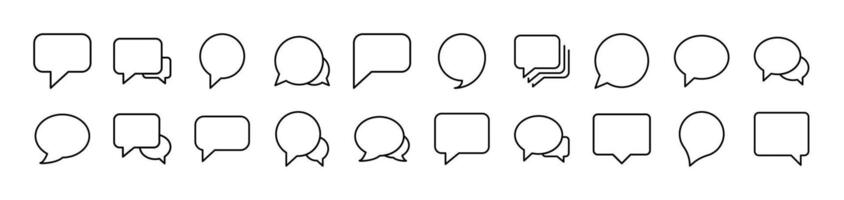 Collection of Line Icons of Speech Bubble. Editable Stroke. Minimalistic Linear Pictogram for Design of Cards, Apps, Banners, Posts vector