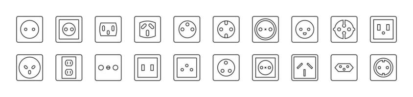 Outlet Outline Web Line Icons Collection. Editable Stroke. Minimalistic Linear Pictogram for Design of Cards, Apps, Banners, Posts vector