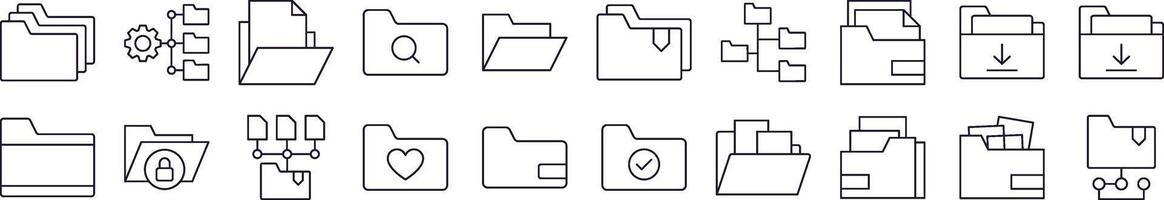 Computer Folder Line Icon Bundle. Editable Stroke. Minimalistic Linear Pictogram for Design of Cards, Apps, Banners, Posts vector