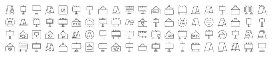 Sandwich Panel, Billboard, Signboard Line Icon Collection. Editable Stroke. Minimalistic Linear Pictogram for Design of Cards, Apps, Banners, Posts vector