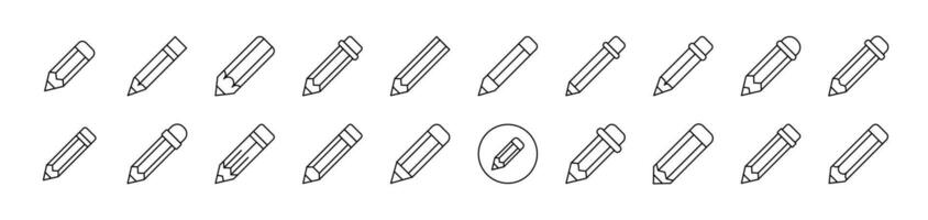 Pen and Pencils Bundle of Thin Icons. Editable Stroke. Suitable for Web Sites, Books, Cards, Apps vector