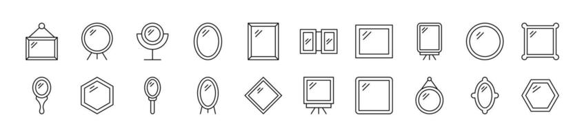 Mirror Icon Set for UI, Placards, Books, Apps. Editable Stroke. Suitable for Web Sites, Books, Cards, Apps vector
