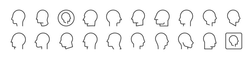 Faceless Person Profile Line Icon Pack. Editable Stroke. Minimalistic Linear Pictogram for Design of Cards, Apps, Banners, Posts vector