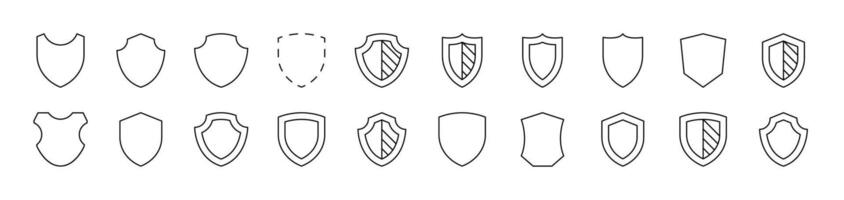Shield Line Icon Set. Editable Stroke. Minimalistic Linear Pictogram for Design of Cards, Apps, Banners, Posts vector