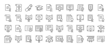 Award, Diploma, Certificate Thin Icons Collection. Editable Stroke. Suitable for Web Sites, Books, Cards, Apps vector