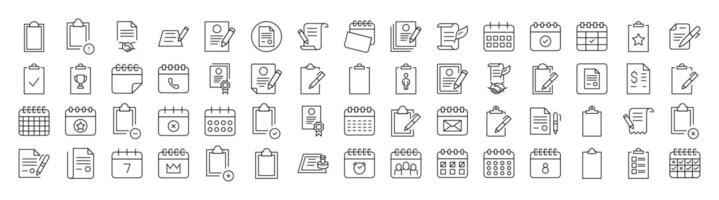 Documents, Clipboard, Calendar Related Line Icon Collection. Editable Stroke. Perfect for Infographics, Articles, Books, Flyers, Banners vector