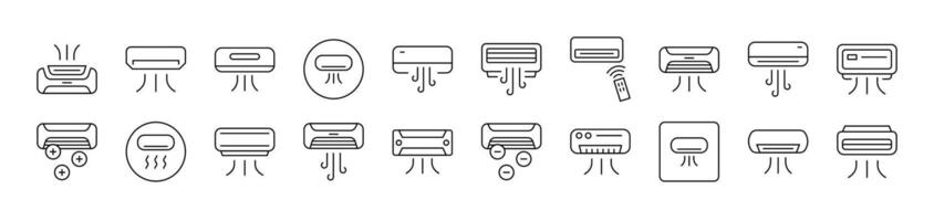 Air Conditioning Icon Set for UI, Placards, Books, Apps. Editable Stroke. Suitable for Web Sites, Books, Cards, Apps vector