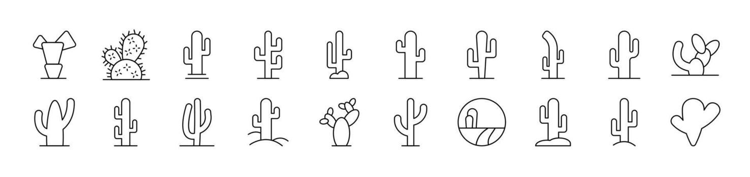 Cactus and Succulent Related Icon Set. Editable Stroke. Suitable for Web Sites, Books, Cards, Apps vector
