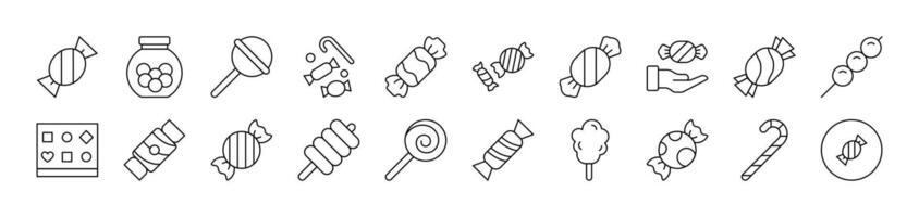 Candy Outline Icon Collection. Editable Stroke. Perfect for Infographics, Articles, Books, Flyers, Banners vector